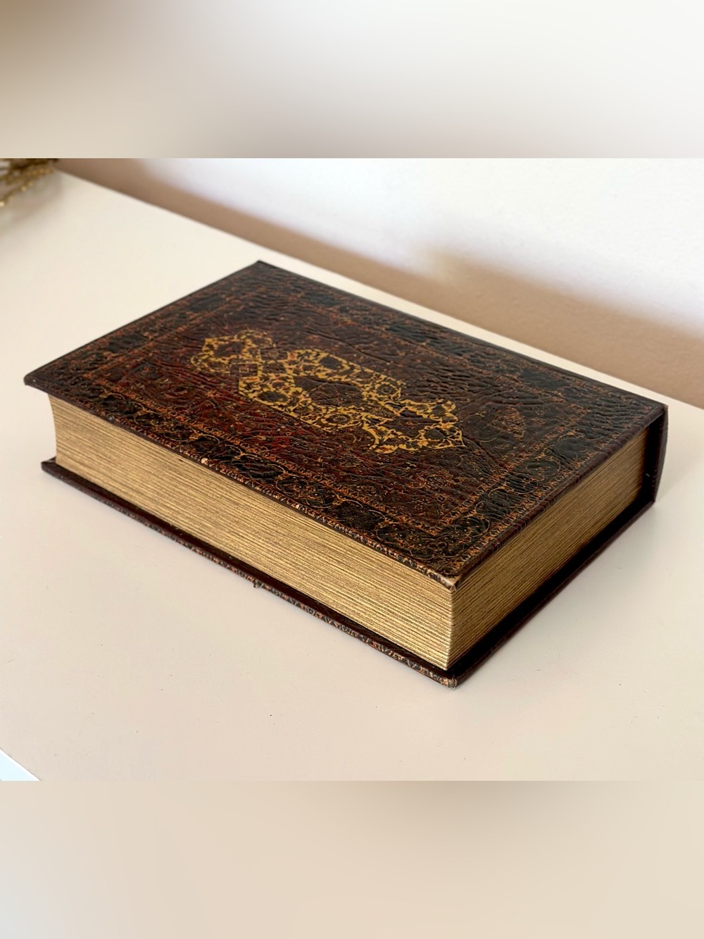 Vintage Antique Style Faux Book Box Leather  Storage Secret Stash Decor